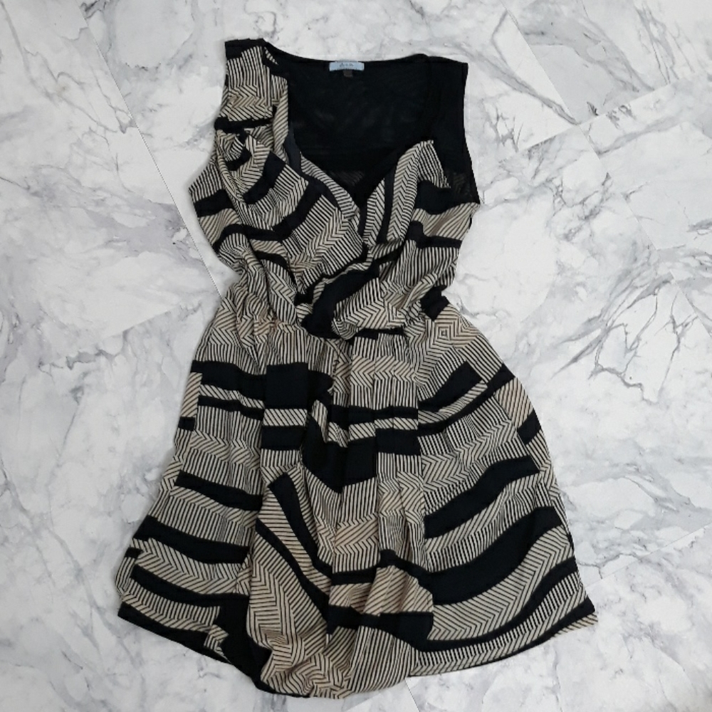 Fun flirty striped cowl neck mesh short dress